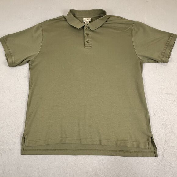 LL Bean M Mens Casual Cotton Polo Golf Shirt Green Preppy Normcore Short Sleeve - Picture 1 of 9